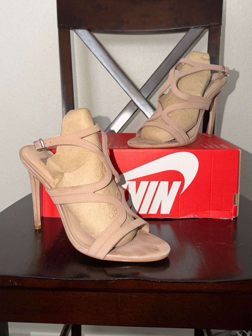 Steve Madden Women's Beige Nude Strappy Stiletto Heels size 8.5